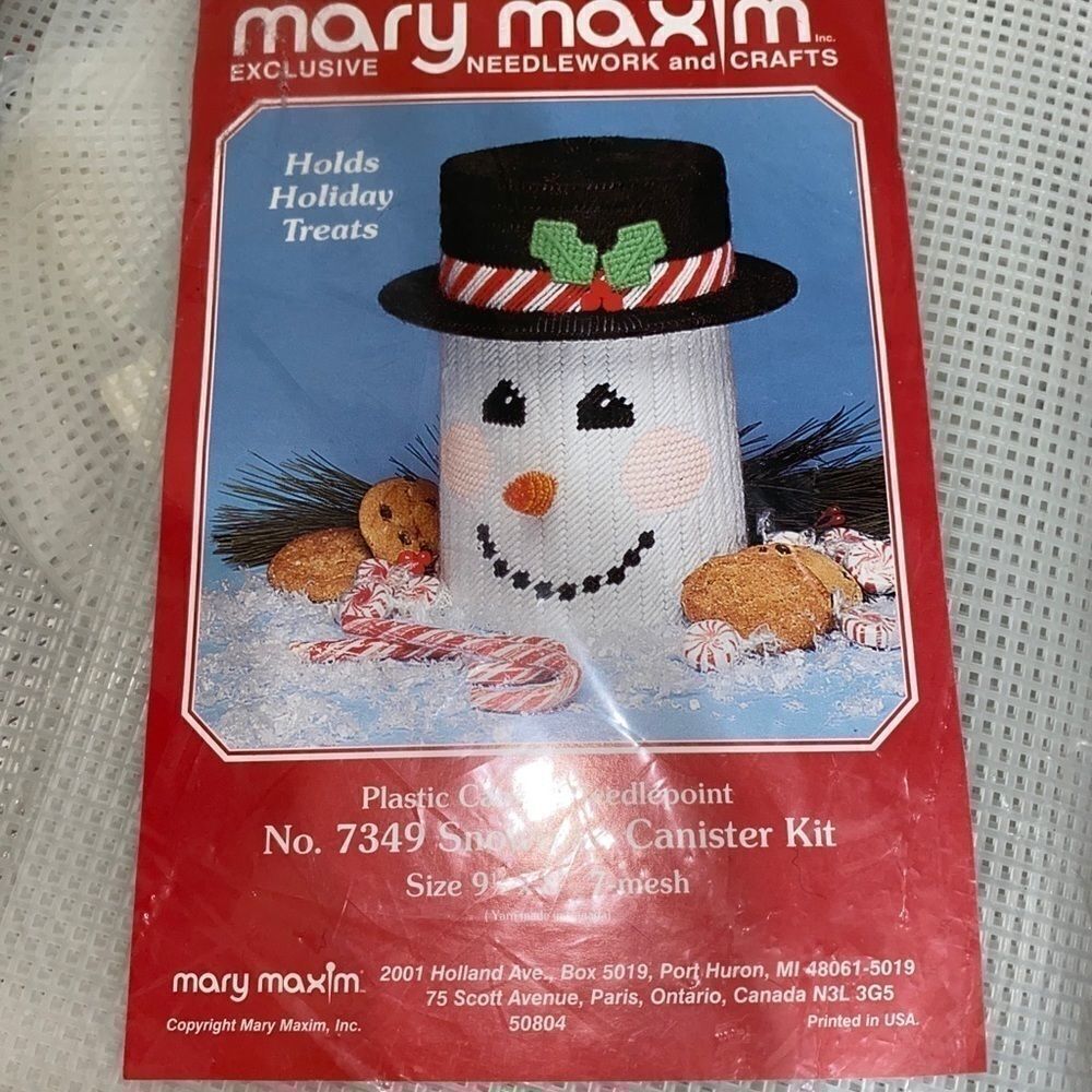 Mary Maxim Vintage Snowman Canister Canvas Kit